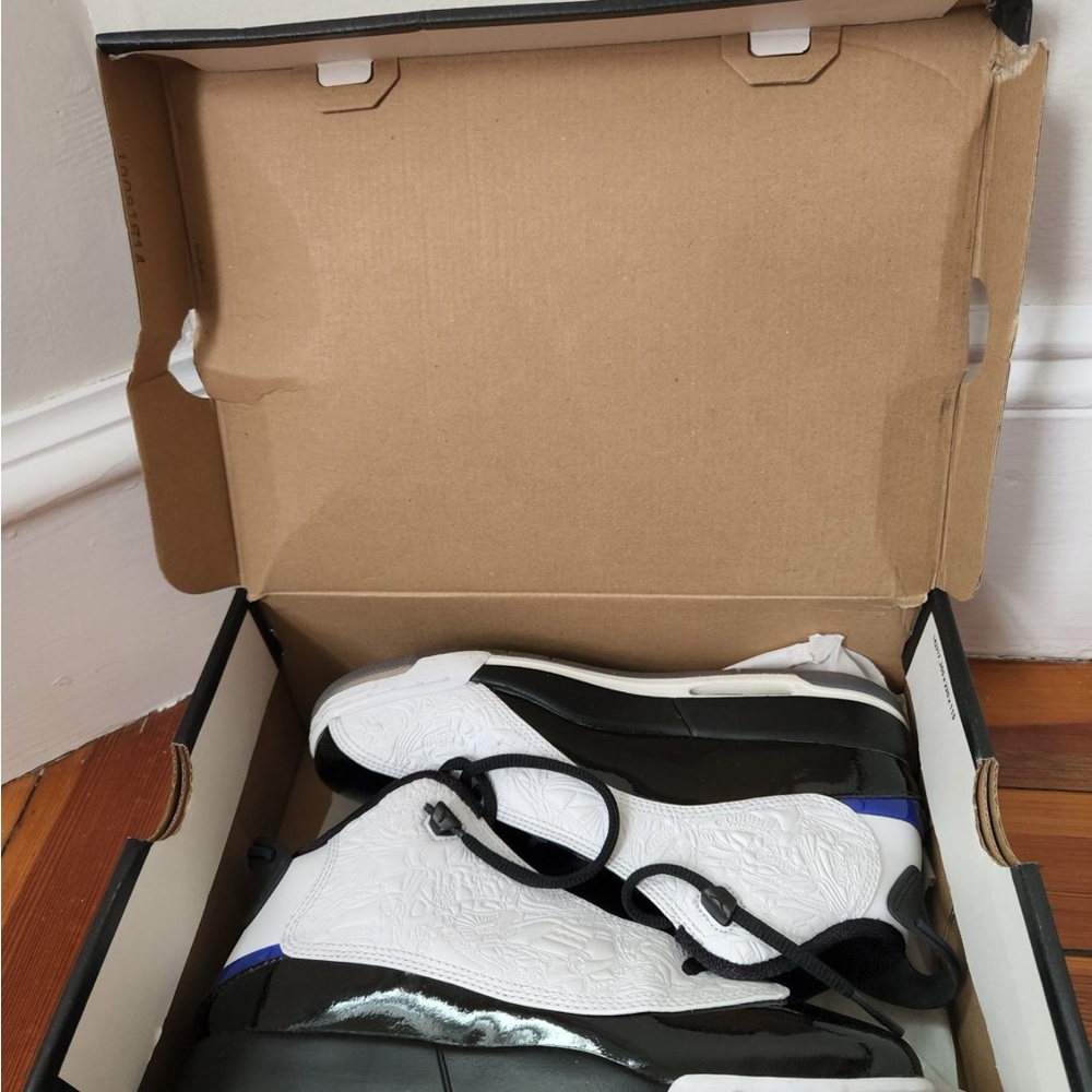 Jordan dub-zero in Black, White, and deep Blue